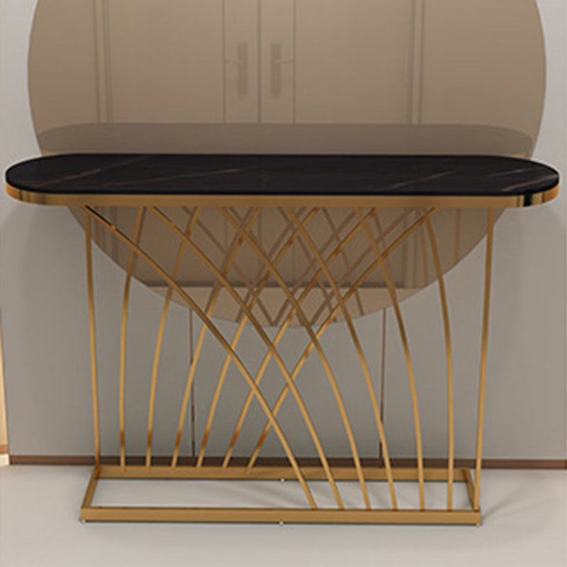 31.5-inch Tall Oval Console Table 1-shelf Stone Accent Table