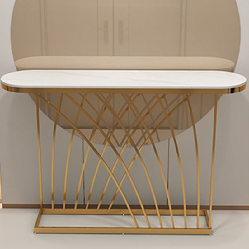 31.5-inch Tall Oval Console Table 1-shelf Stone Accent Table