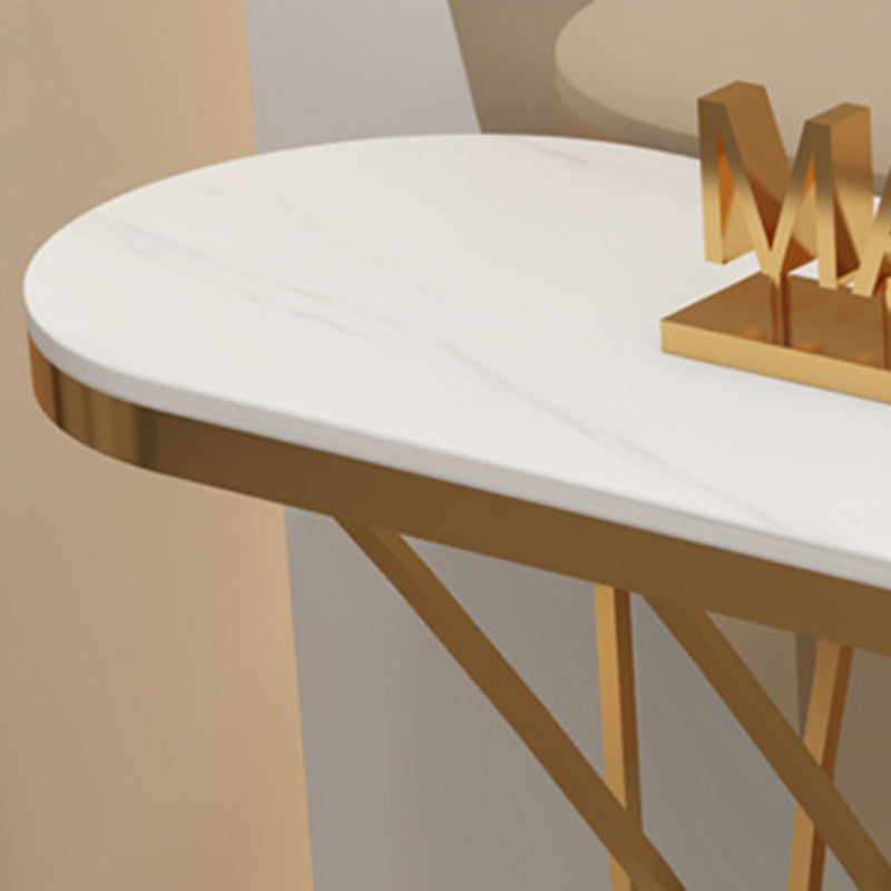 31.5-inch Tall Oval Console Table 1-shelf Stone Accent Table