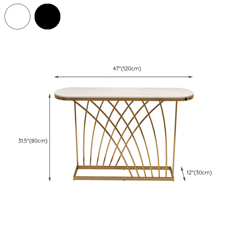 31.5-inch Tall Oval Console Table 1-shelf Stone Accent Table