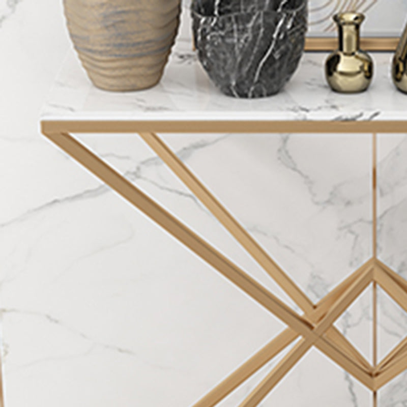 11.8" W Modern Console Accent Table Antique Finish Sofa Console Table in Marble