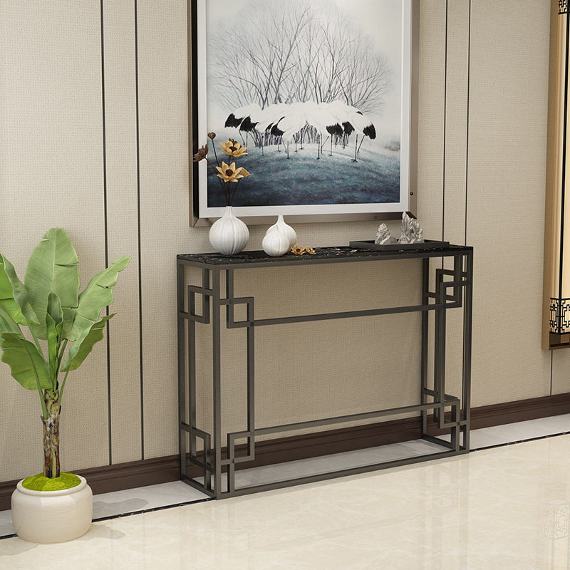 Modern Sofa Console Table Antique Finish Console Accent Table in Marble
