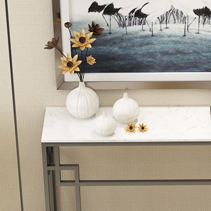 Modern Sofa Console Table Antique Finish Console Accent Table in Marble