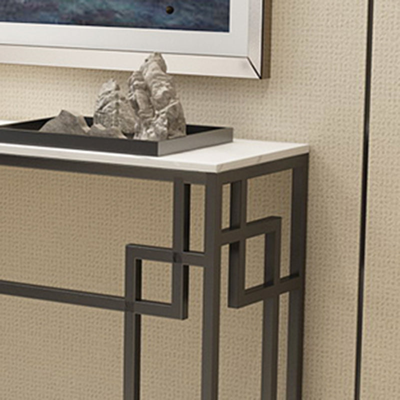 Modern Sofa Console Table Antique Finish Console Accent Table in Marble