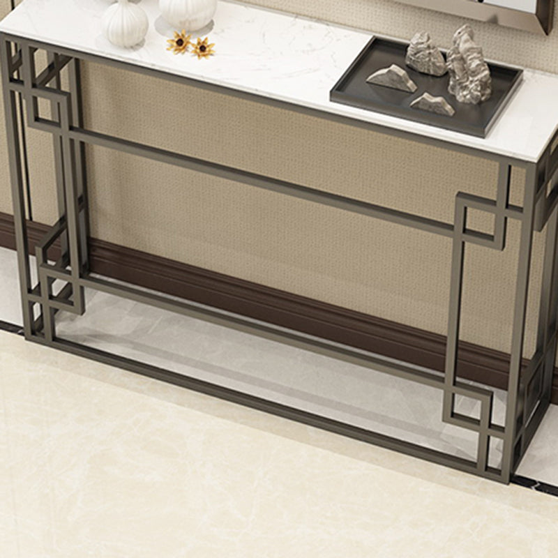 Modern Sofa Console Table Antique Finish Console Accent Table in Marble