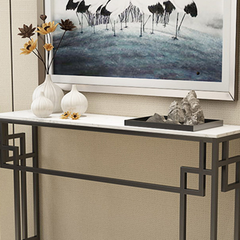 Modern Sofa Console Table Antique Finish Console Accent Table in Marble