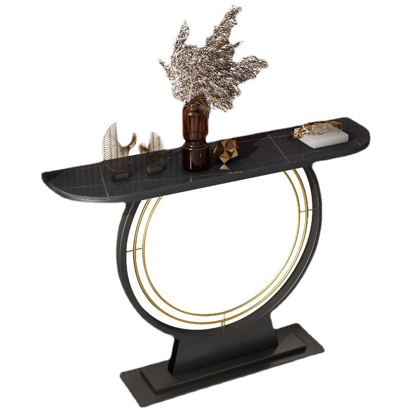 Contemporary Accent Table Antique Finish Sofa Console Table in Marble