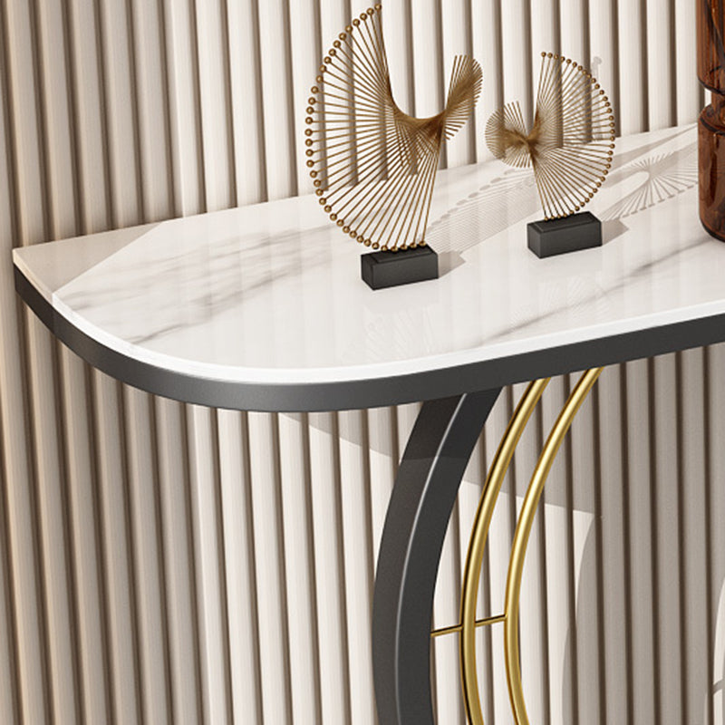 Contemporary Accent Table Antique Finish Sofa Console Table in Marble