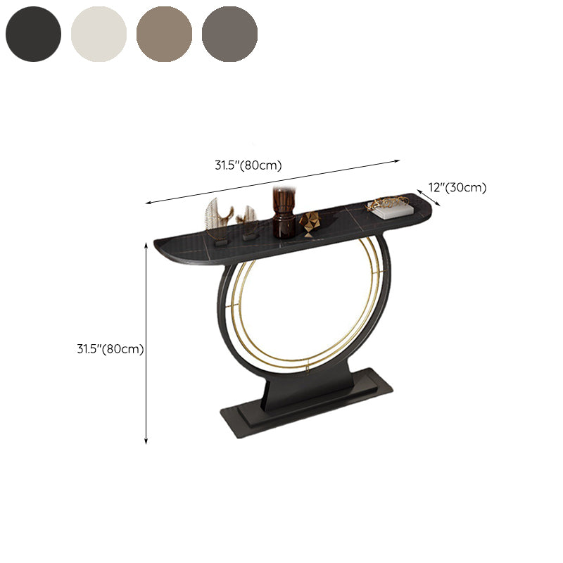 Contemporary Accent Table Antique Finish Sofa Console Table in Marble