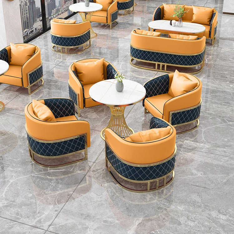 Glam Sintered Stone Dining Set Round 1/2/3/4/5 Pieces Dining Table Set for Home Use