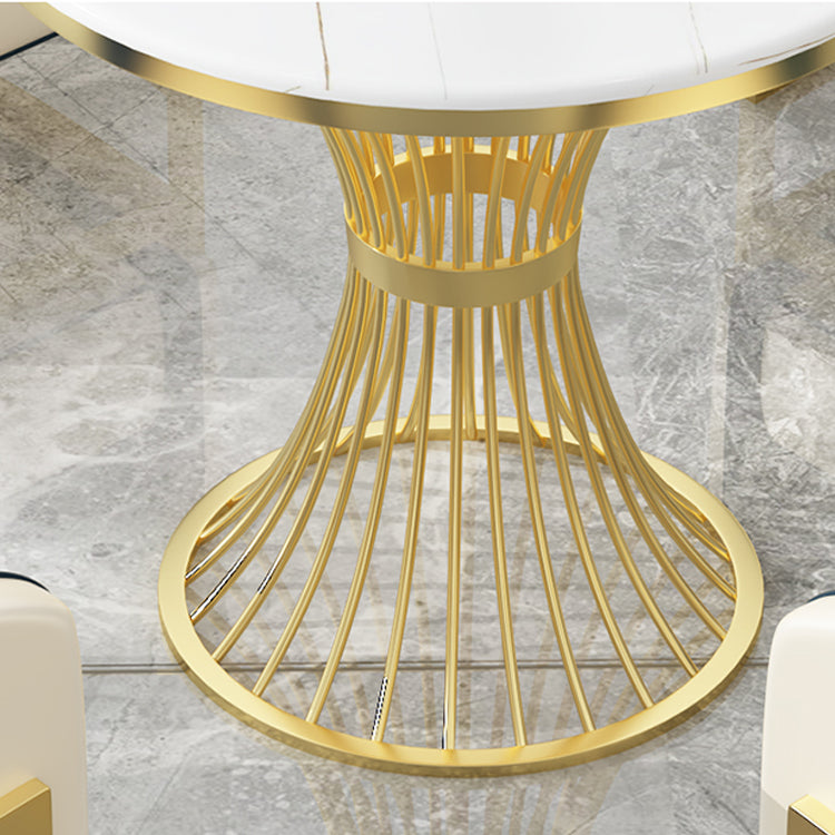 Glam Sintered Stone Dining Set Round 1/2/3/4/5 Pieces Dining Table Set for Home Use