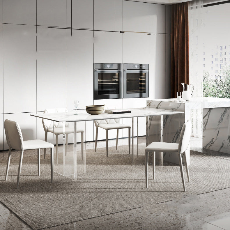 Contemporary Style Rectangle Table Set 1/4/5/6/8 Pieces Dining Set for Home Use