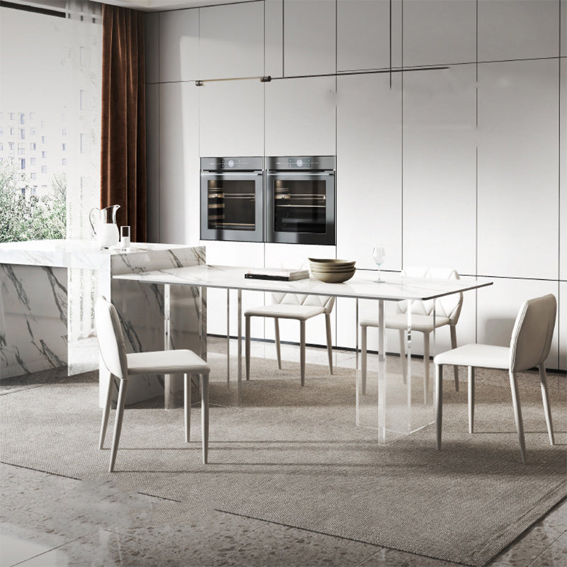 Contemporary Style Rectangle Table Set 1/4/5/6/8 Pieces Dining Set for Home Use