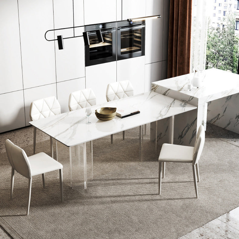 Contemporary Style Rectangle Table Set 1/4/5/6/8 Pieces Dining Set for Home Use