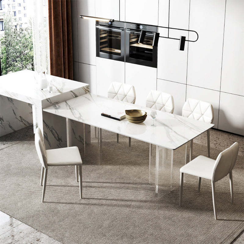 Contemporary Style Rectangle Table Set 1/4/5/6/8 Pieces Dining Set for Home Use