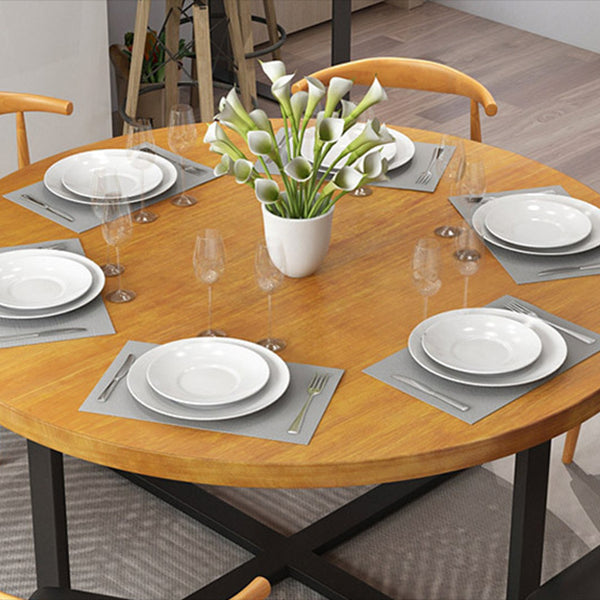 1/7 Pieces Modern Dining Set Solid Wood Round Table with Leather Chairs