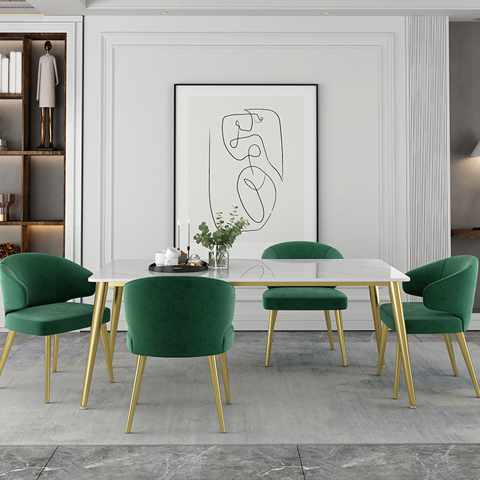 1/2/5 Pieces Rectangular Dining Table Set Modern Stone Dining Room Table and Chairs