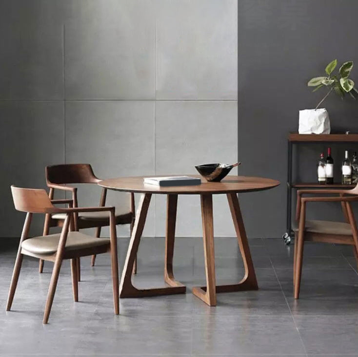 Round Dining Room Table Set 1/2/4 Pieces Modern Solid Wood Dining Room and Arm Chairs
