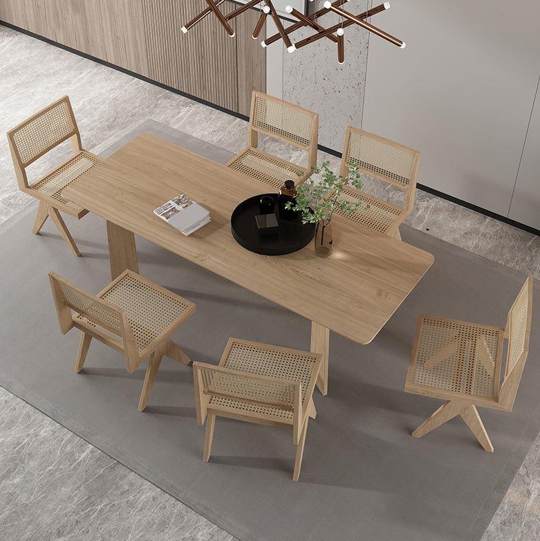 Rectangle Dining Room Set 1/5/6/7 Pieces Industrial Wooden Table and Armless Chiars