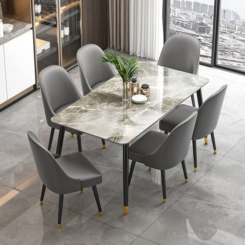 1/2/5/7 Pieces Dining Room Set Nordic Sintered Stone Dining Table Armless Chairs