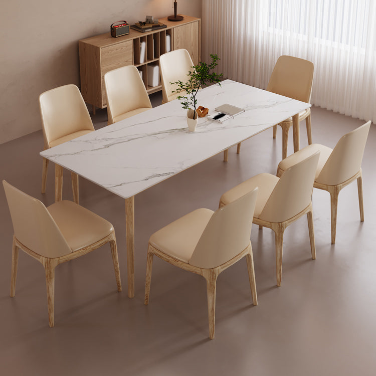 Rectangle Dining Table Set 1/2/6/7/9 Pieces Modern Sintered Stone Table Armless Chairs