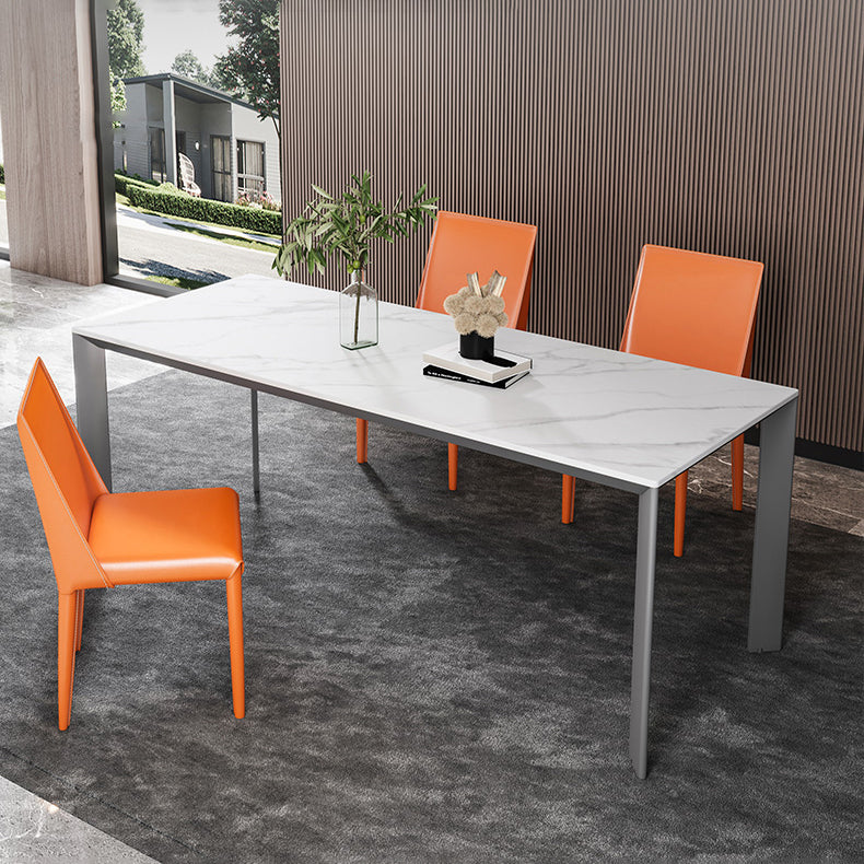 Sintered Stone Dining Table Set 1/4 Pieces Modern Rectangle Dining Table Armless Chairs