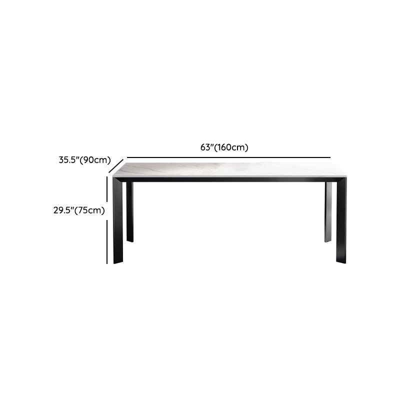 Sintered Stone Dining Table Set 1/4 Pieces Modern Rectangle Dining Table Armless Chairs