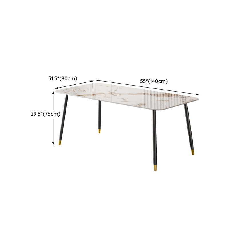 Nordic Dining Furniture Set 1/2/5/7 Pieces Rectangle Sintered Stone Table Armless Chairs