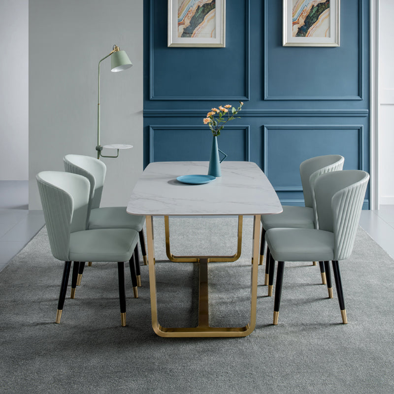 1/4/5/6 Pieces Nordic Dining Room Set Sintered Stone Dining Table and Faux Leather Chairs