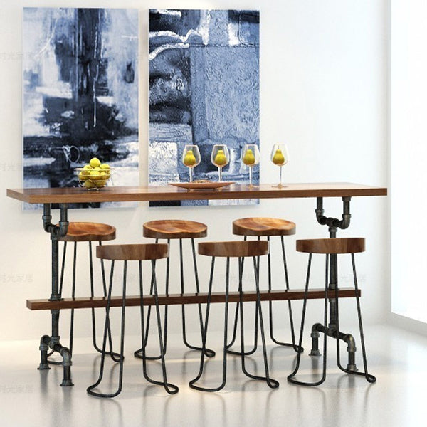 Modern Armless Backless Counter Stool Iron Bar Stool with Pedal