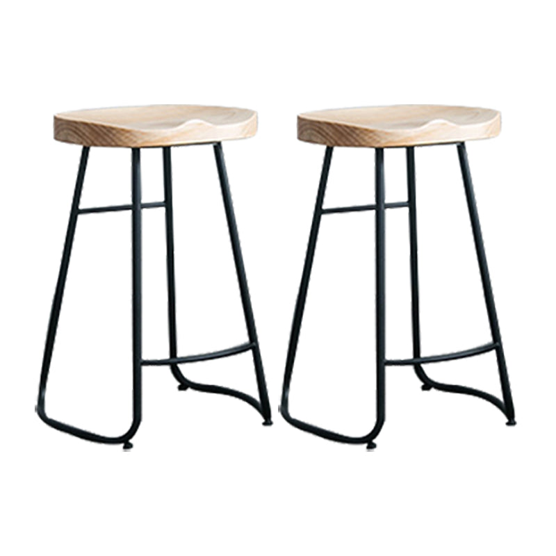 Modern Armless Backless Counter Stool Iron Bar Stool with Pedal