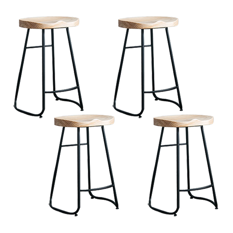 Modern Armless Backless Counter Stool Iron Bar Stool with Pedal