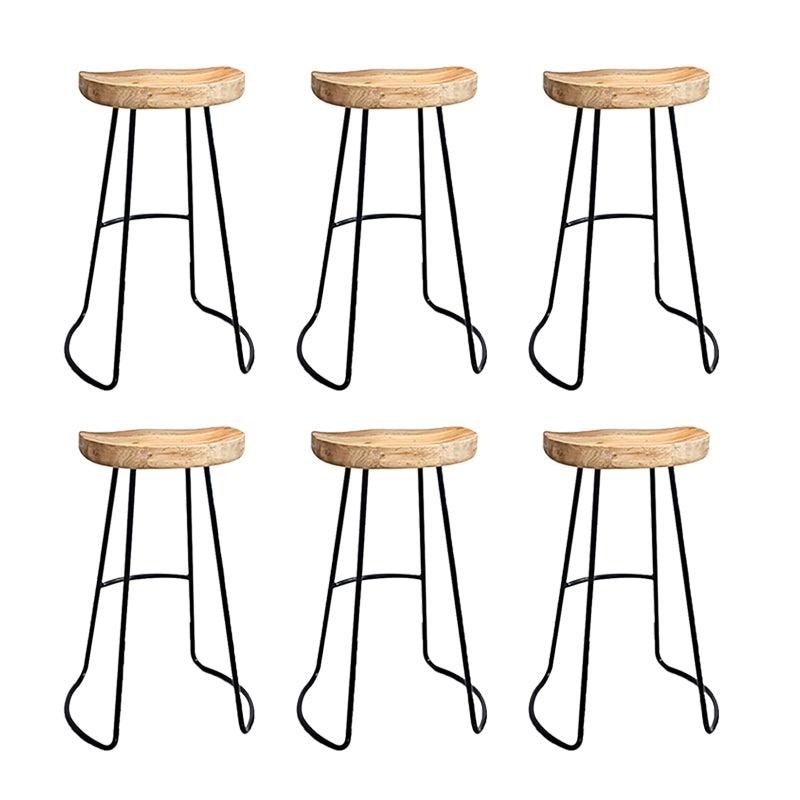 Modern Armless Backless Counter Stool Iron Bar Stool with Pedal