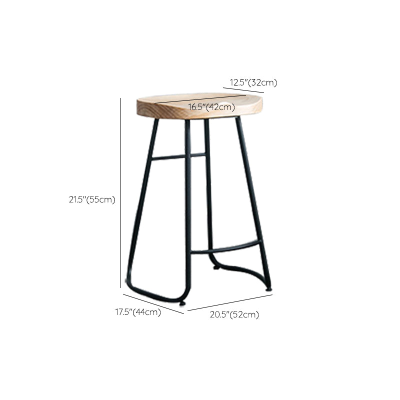 Modern Armless Backless Counter Stool Iron Bar Stool with Pedal