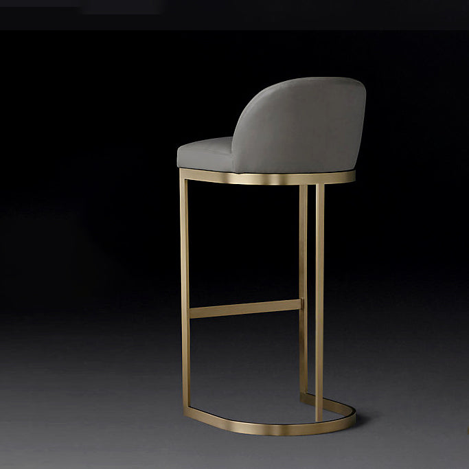 Industrial Low Back Stool PU Leather Counter Stool with Metal Legs