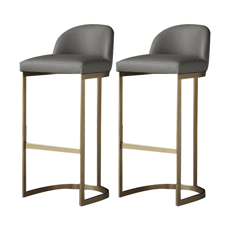 Industrial Low Back Stool PU Leather Counter Stool with Metal Legs