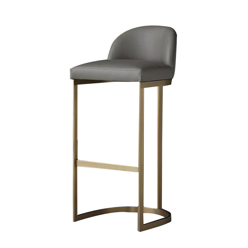 Industrial Low Back Stool PU Leather Counter Stool with Metal Legs