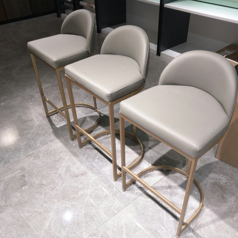 Industrial Low Back Stool PU Leather Counter Stool with Metal Legs