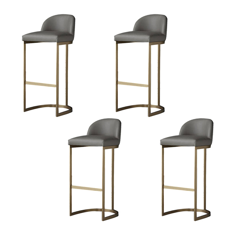 Industrial Low Back Stool PU Leather Counter Stool with Metal Legs