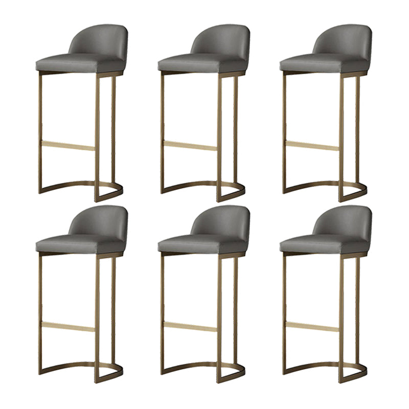 Industrial Low Back Stool PU Leather Counter Stool with Metal Legs