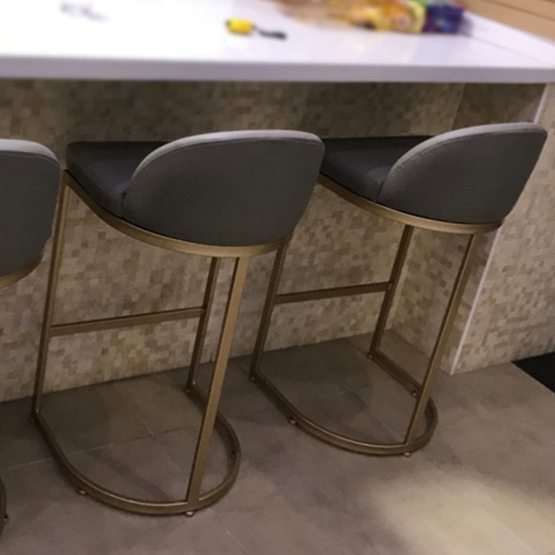 Industrial Low Back Stool PU Leather Counter Stool with Metal Legs