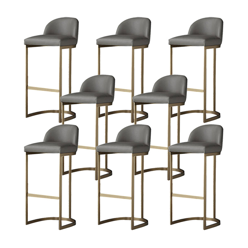 Industrial Low Back Stool PU Leather Counter Stool with Metal Legs