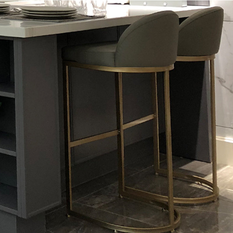 Industrial Low Back Stool PU Leather Counter Stool with Metal Legs