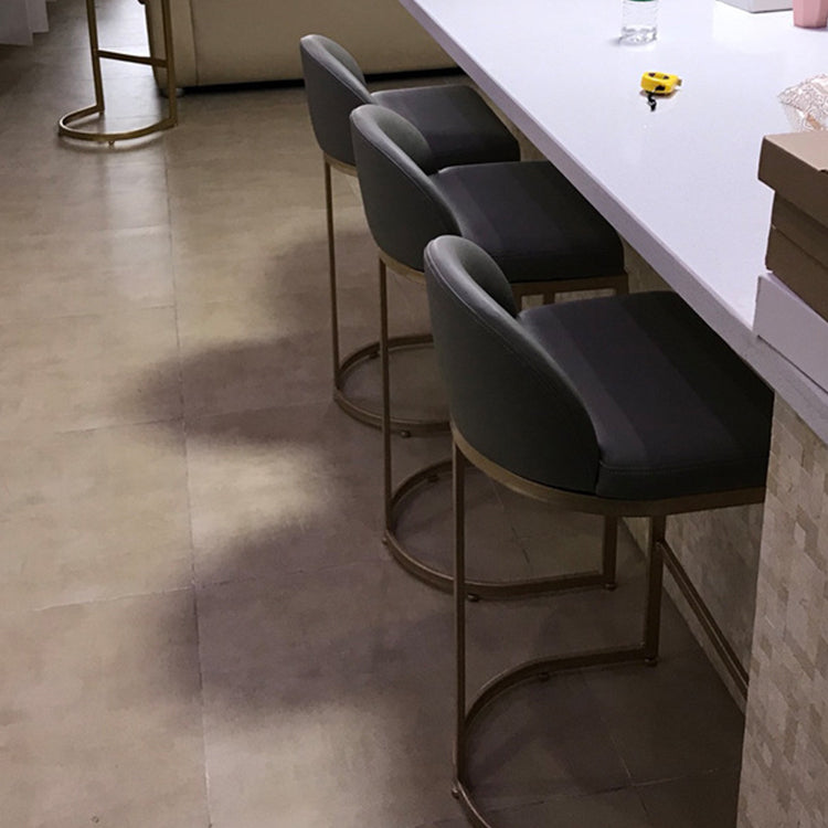 Industrial Low Back Stool PU Leather Counter Stool with Metal Legs