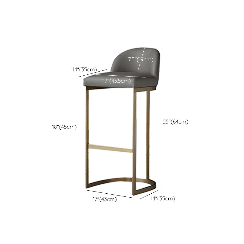 Industrial Low Back Stool PU Leather Counter Stool with Metal Legs