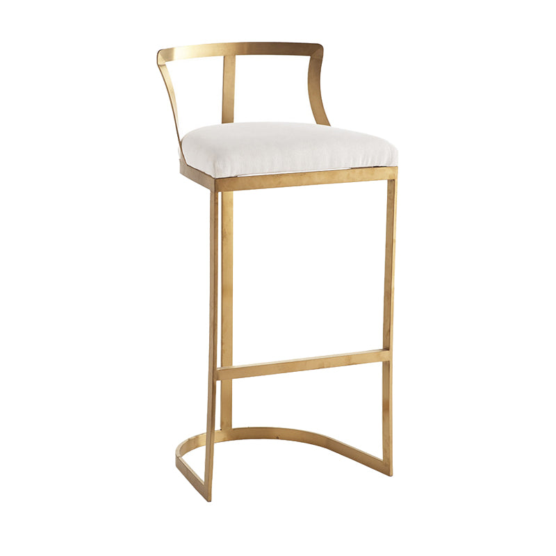 White Upholstered Bar Stools Backrest Counter Stool with Metal Base