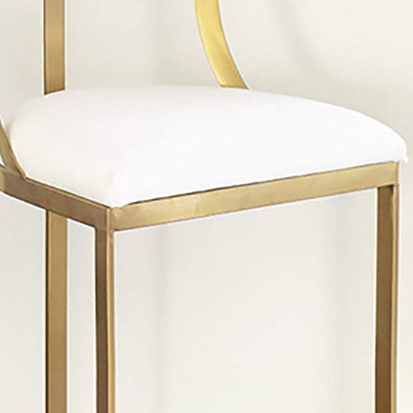 White Upholstered Bar Stools Backrest Counter Stool with Metal Base
