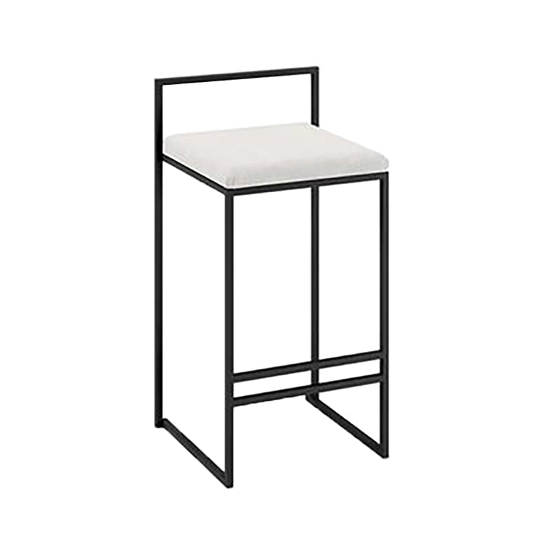 Industrial Low Back Stool Rectangle Upholstered Bar Stools for Living Room