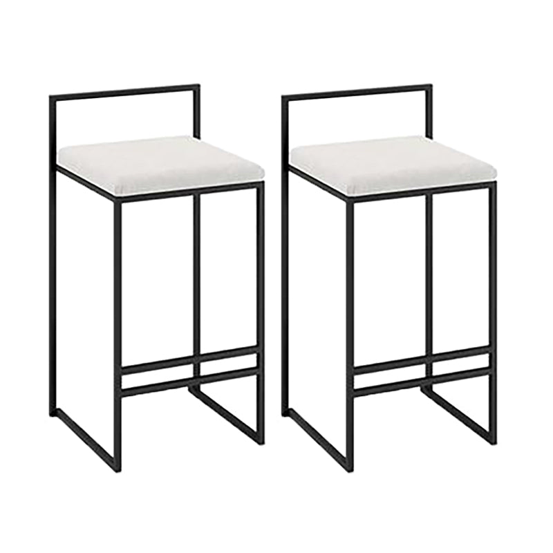 Industrial Low Back Stool Rectangle Upholstered Bar Stools for Living Room