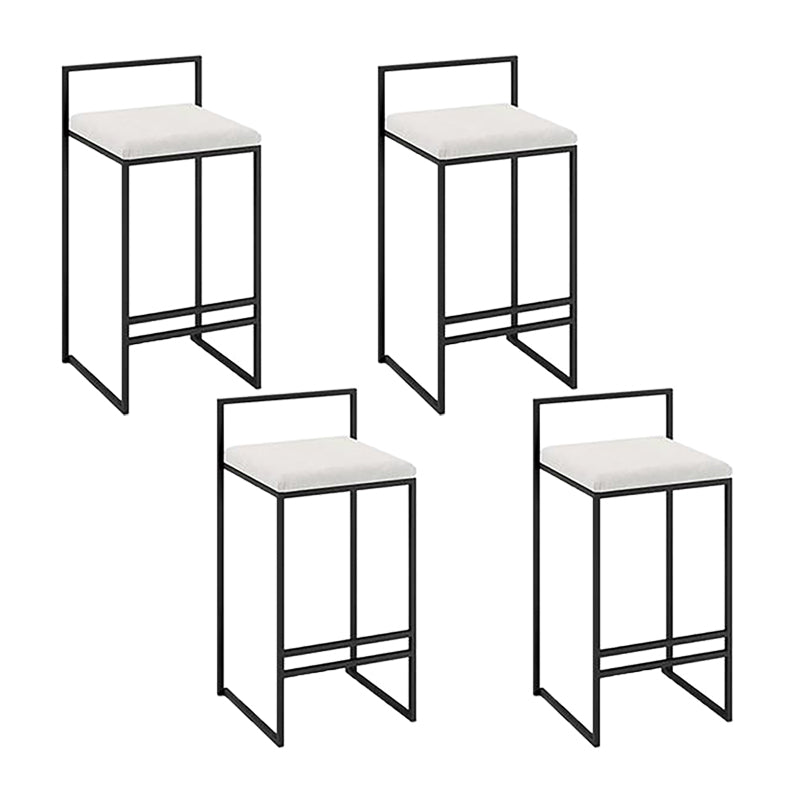 Industrial Low Back Stool Rectangle Upholstered Bar Stools for Living Room